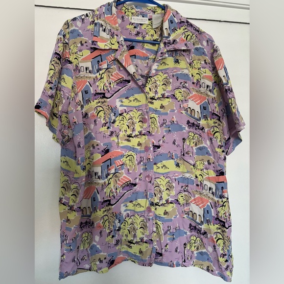 Liz Claiborne Purple Printed Casual Button Down Shirt EUC size 14 - Picture 1 of 7